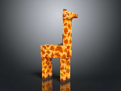 Brick Built Giraffe Toy Model With Orange Yellow Spotted Body And Block Structure 3d model