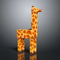 Brick Built Giraffe Toy Model With Orange Yellow Spotted Body And Block Structure