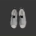 White Classic Lace Up Shoes With Black Stripes And Shell Toe Design
