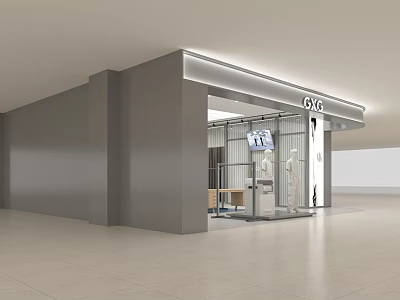 GXG Clothing Store Modern Exterior With Glass Front And Mannequin 3d model