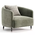 Gray Fabric Accent Chair With Curved Arms Geometric Pattern Pillow And Black Legs