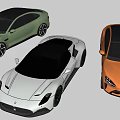 Sleek Modern Sports Cars In Green White And Orange With Aerodynamic Design