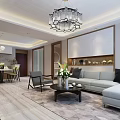 Modern Living Room Interior Design With Gray Sofa Coffee Table Chandelier And Flowers
