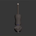 Cute Gray And White Cartoon Cat 3D Model With Large Black Eyes And Pink Ears