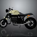 Cream And Black Retro Motorcycle With Single Seat Round Headlight And Rugged Wheels