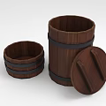 Wooden Barrel Decorative Ornament Set With Small Large Sizes And Lid For Home Tabletop Decor