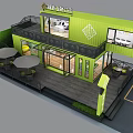 Green Commercial Two Story Container Building Exterior Design With Balcony And Glass Windows