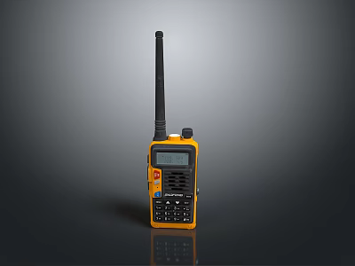 Weapon Communication Device Yellow And Black Walkie Talkie With Antenna Display Screen Buttons 3d model