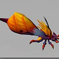 Colorful Fantasy Insect With Large Orange Red Wings Blue Purple Body And Red Legs
