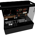 Black Starbucks Functional Display Table with Coffee Items Shelves and Spotlights 3d model