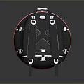Black Round Daily Use Backpack With White Red Accents Multiple Straps And Secure Buckles