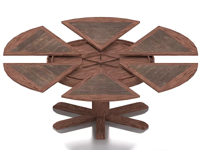 Unique Wooden Dining Table With Segmented Triangular Tabletop And Cross Base Design 3d model