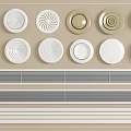 Various Air Conditioner Vents with Round and Patterned Designs for Home Interiors 3d model