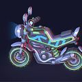 Modern Black Motorcycle With Neon Green Accents LED Headlight And Futuristic Design