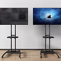Two Televisions on Black Mobile Rolling Stands with Starry Screen