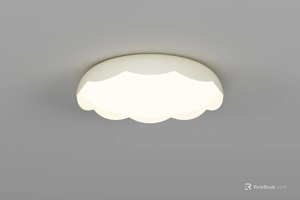 Modern White Ceiling Light With Scalloped Edge And Soft Bright Illumination 3d model