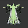 Man In Black Robe With Long White Hair And Horns Standing With Arms Outstretched