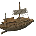 Traditional Wooden Ship With Classic Sails Mast And Cabin Structure Design