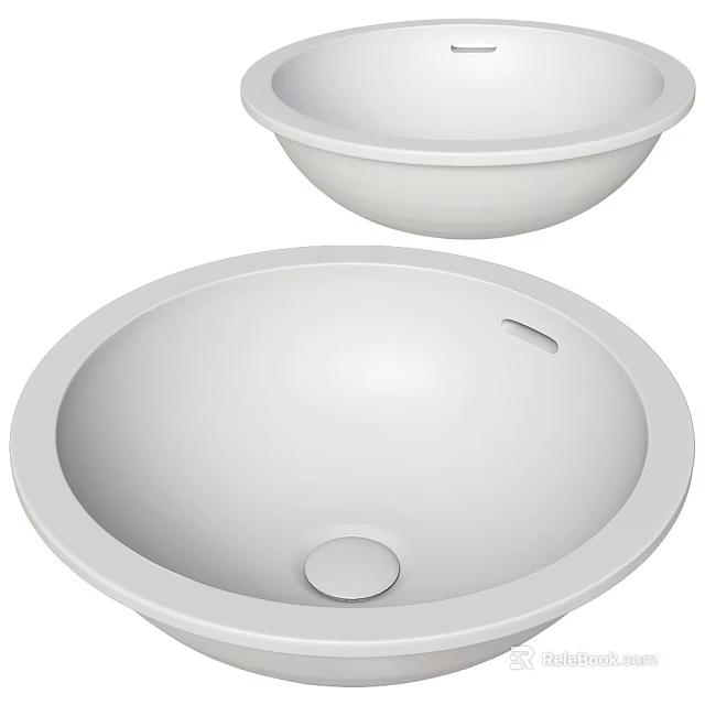 White Round Above Counter Washbasin With Smooth Ceramic Surface For Bathroom 3d model 