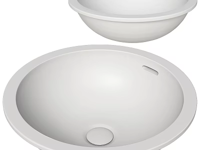 White Round Above Counter Washbasin With Smooth Ceramic Surface For Bathroom 3d model