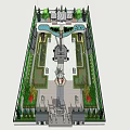 Aerial View Of Traditional Chinese Garden With Classical Architecture And Surrounding Forest