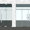 Modern Glass Double Doors With Metal Frame And Sky Tree Reflections