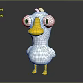 Cute Cartoon Duck 3D Character Model With White Body Yellow Beak Feet And Big Eyes