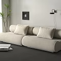 Modern double sofa without armrests 3d model