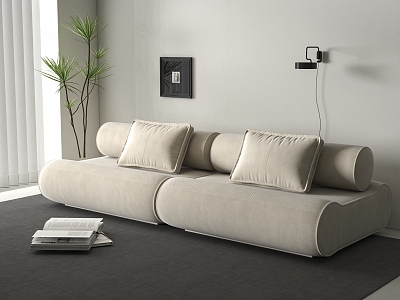 Modern double sofa without armrests 3d model