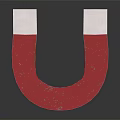 Modern Red And White Horseshoe Magnet Decorative Ornament Set On Black Background With Reflection