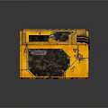 Yellow Commercial Equipment with Worn Surface Geometric Design and Industrial Control Panel