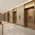 Luxurious Elevator Lobby With Marble Flooring And Art Decor 3d model