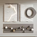 Modern Textured Wall Decor With Wavy Patterns Circular Elements And Spherical Accents 3d model