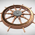 Vintage Wooden Ship Wheel Decorative Ornament Set With Metal Accents For Home Decor