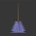 Blue Bristle Toilet Brush With Wooden Handle Conical Design For Household Cleaning