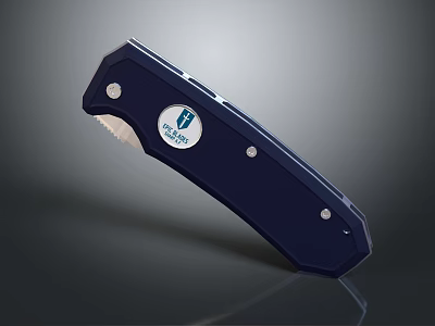 Folding Utility Knife With Serrated Blade Blue Handle And True Utility Logo 3d model