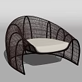 Modern Rattan Outdoor Chair with Curved Design and Comfortable White Cushion