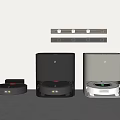 Modern Robotic Vacuum Cleaners With Charging Docks And Different Color Designs 3d model