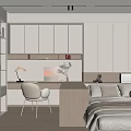 Modern Tatami Bedroom Interior Minimalist Design With Platform Bed Study Desk And Built in Cabinets