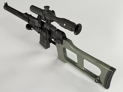 Sniper Rifle With Black Scope Green Ergonomic Stock Long Barrel And Detachable Magazine 3d model