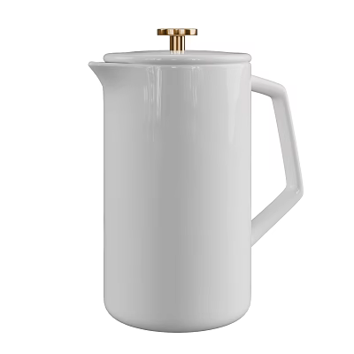 White Ceramic Kettle With Lid And Handle For Modern Kitchen Use 3d model