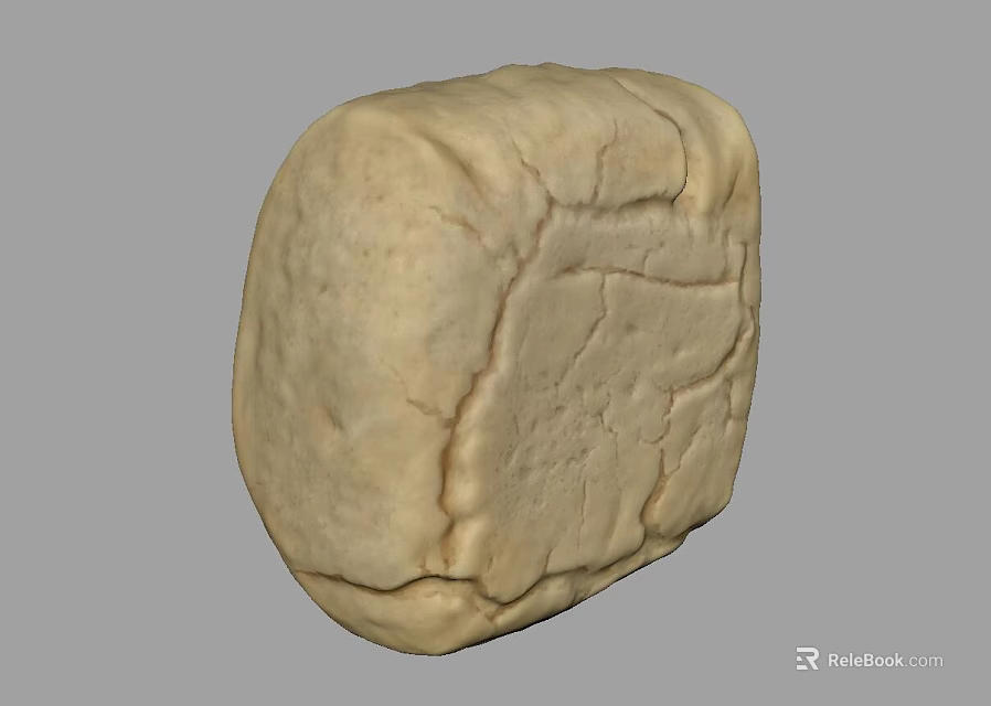 Fresh Homemade Square Bread With Creamy Yellow Cracked Surface Rustic Appearance 3d model 