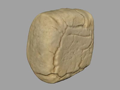 Fresh Homemade Square Bread With Creamy Yellow Cracked Surface Rustic Appearance 3d model