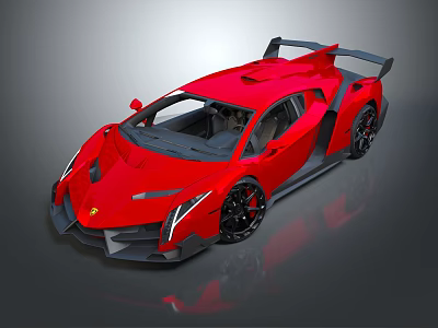 Red Sports Car With Aerodynamic Design Black Wheels And Rear Spoiler 3d model
