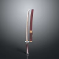 Traditional Japanese Katana Weapon With Red Sheath And Wrapped Handle Design