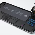 Smartphone Internal Components Displaying Apple Logo Battery Camera Module And Circuit Board 3d model