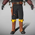 Futuristic Armored Character With Green Armor Yellow Accents Utility Belt And Brown Boots