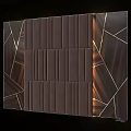 Dark Geometric Decorative Wall Panel Design With Wooden Stripes And Modern Lines 3d model