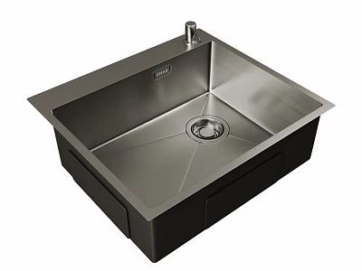 Modern Stainless Steel Single Bowl Kitchen Sink with Brushed Finish and Faucet 3d model