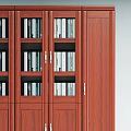 Classic Wooden Bookcase With Multiple Glass And Wooden Doors Filled With Books For Home Office